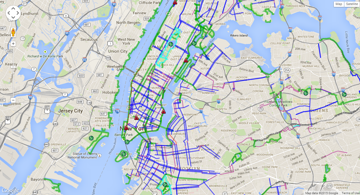 New York City Bike Map. Image courtesy: http://www.nycbikemaps.com/